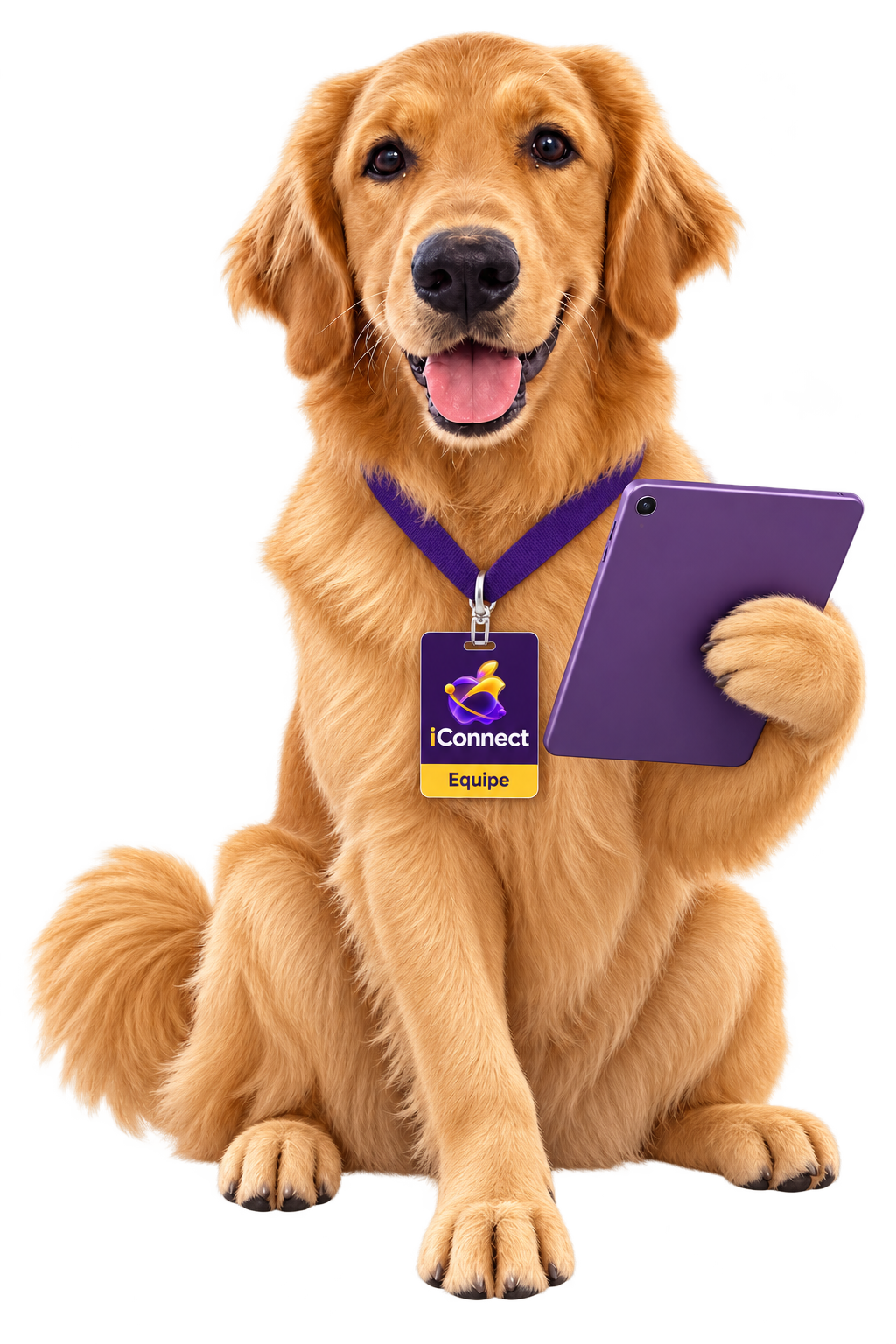 Golden Retriever com crachá da iConnect